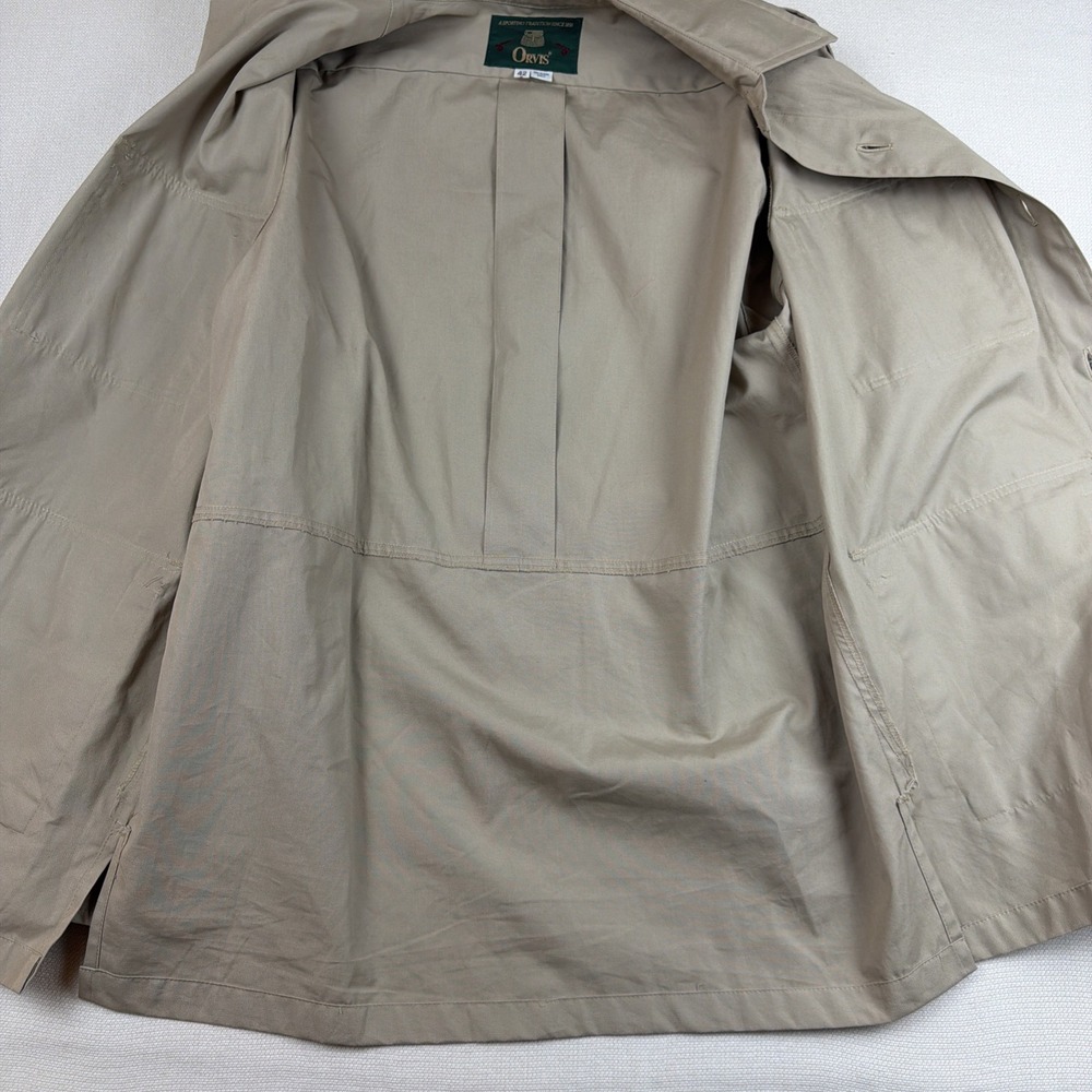 Orvis Safari Utility Jacket Mens 42 Tan Button Up Pockets (no belt) Outdoor - Picture 11 of 11